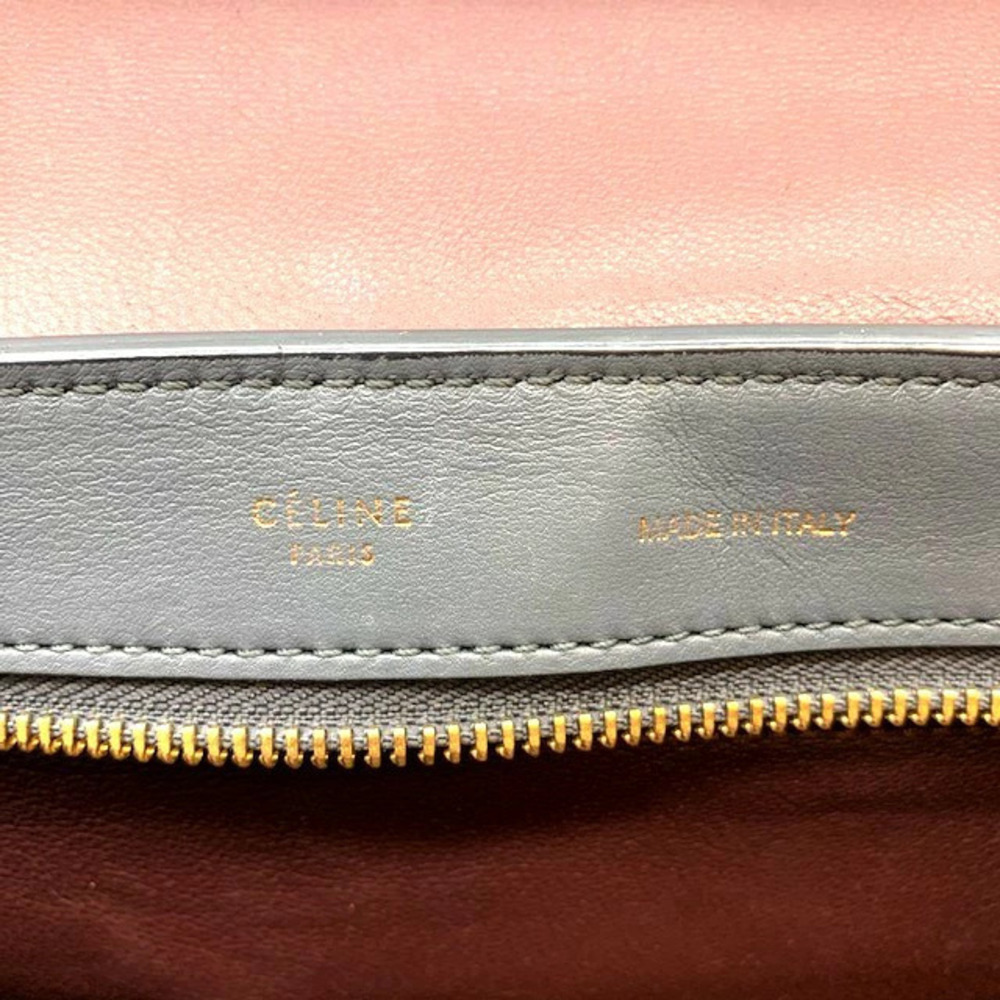 CELINE Trapeze Handbag Gray Dark Brown Yellow Leather Suede strap Shoulder bag - Picture 9 of 11